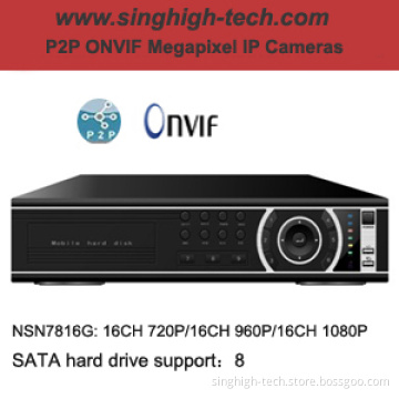 16CH 720p 960p 1080P P2p Onvif 8SATA H. 264 DVR NVR (NSN7816G)